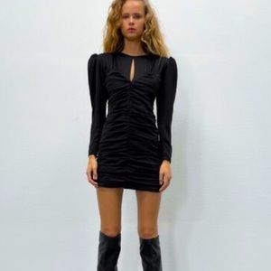 NWT ZARA VOLUMINOUS SLEEVE DRAPED MINI DRESS, SIZE M